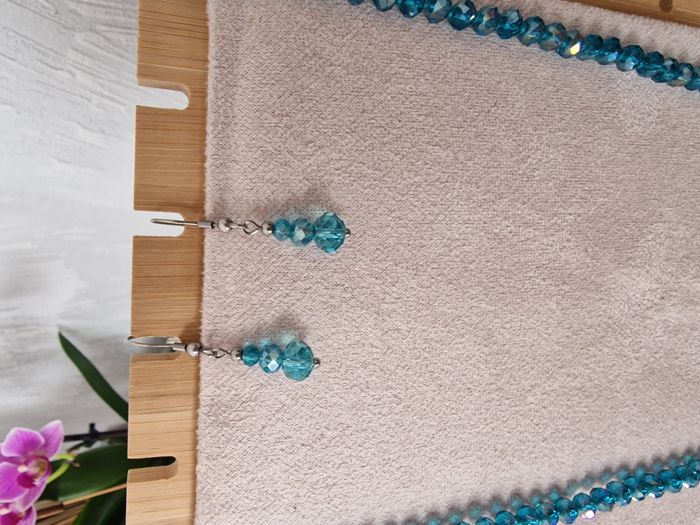 Parure de bijoux en perles de verre turquoise Zabok - photo numéro 4