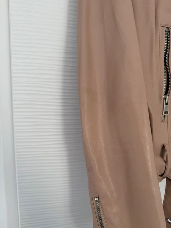 Veste perfecto similicuir rose poudré - photo numéro 3