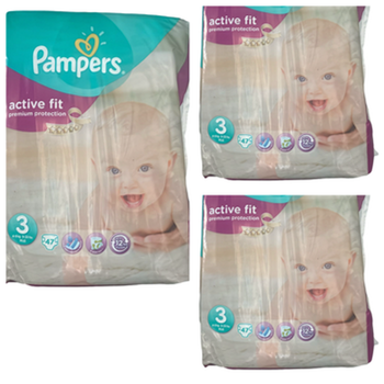 Lot de 141 Couches Pampers  Active fit Premium protection  4-9kg  Taille  3 Neuf