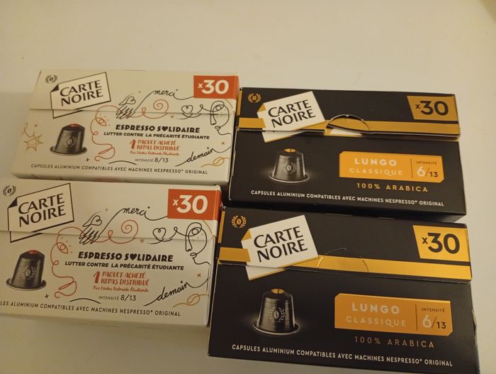 Café carte noire 120 capsules à 30€