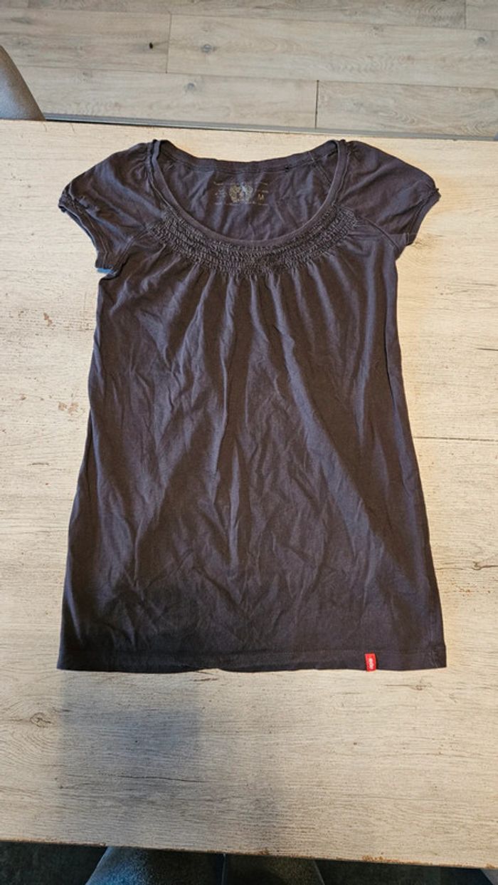 Tunique à manches courtes, brune, col large, EDC, taille M - photo numéro 2