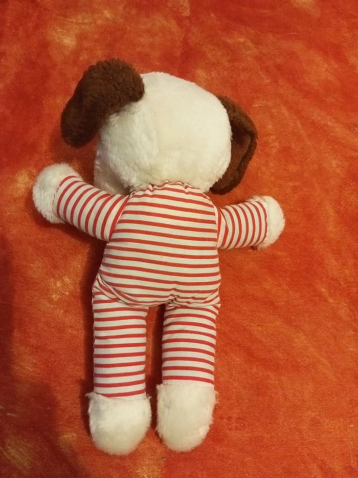 Peluche chien rayé blanc et rouge - photo numéro 4