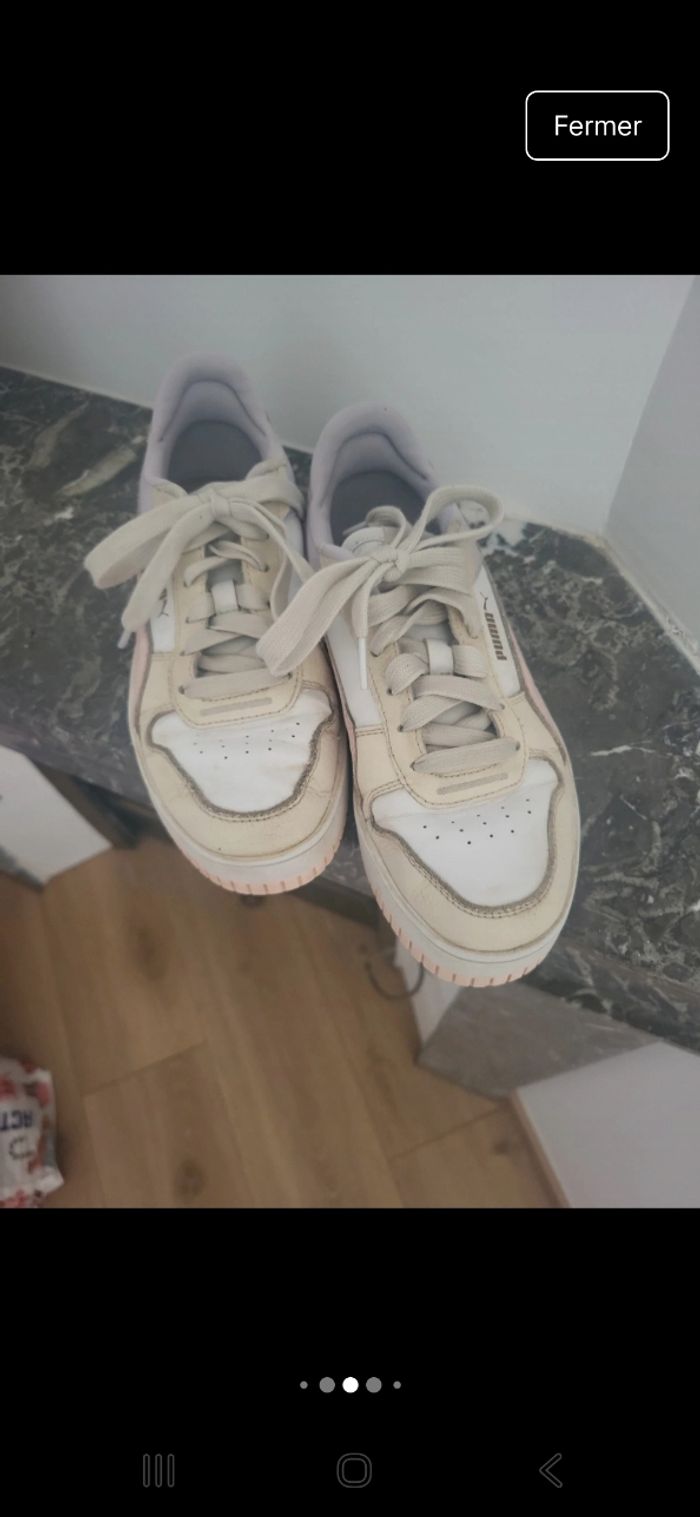 Basket Puma beige blanche rose et violet taille 36 - photo numéro 7