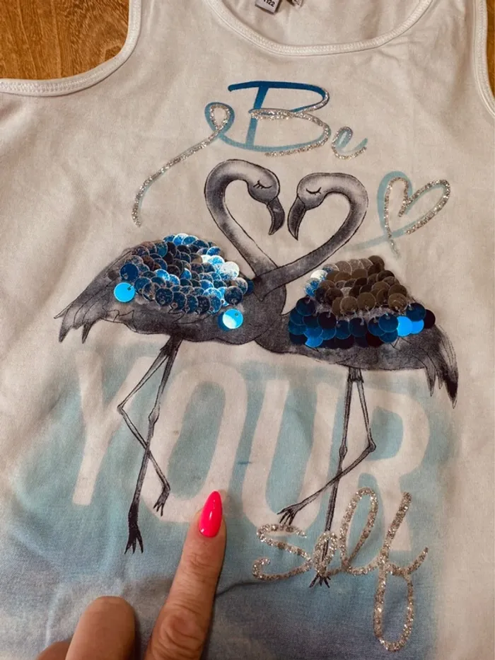 Taille 6 ans tenue 2 pièces fille Ovs Galeries Lafayette blanc bleu argenté * be you * 🩷 - photo numéro 5