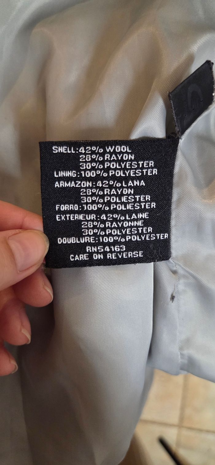 Manteau Nine West gris clair en laine – coupe évasée chic & col Claudine, taille 36/38 - photo numéro 6