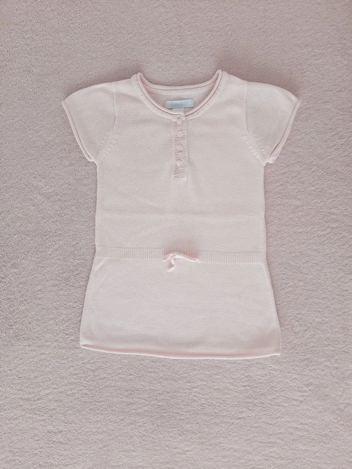 Robe droite manches courtes en coton rose clair Okaïdi 6 mois