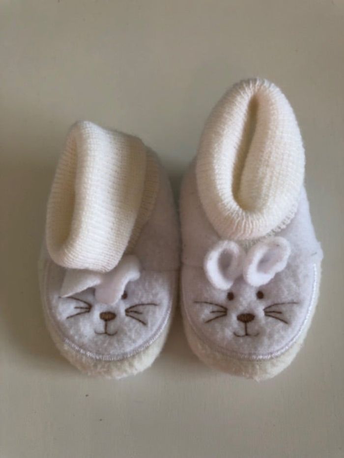 Chaussons naissance Chat blanc
