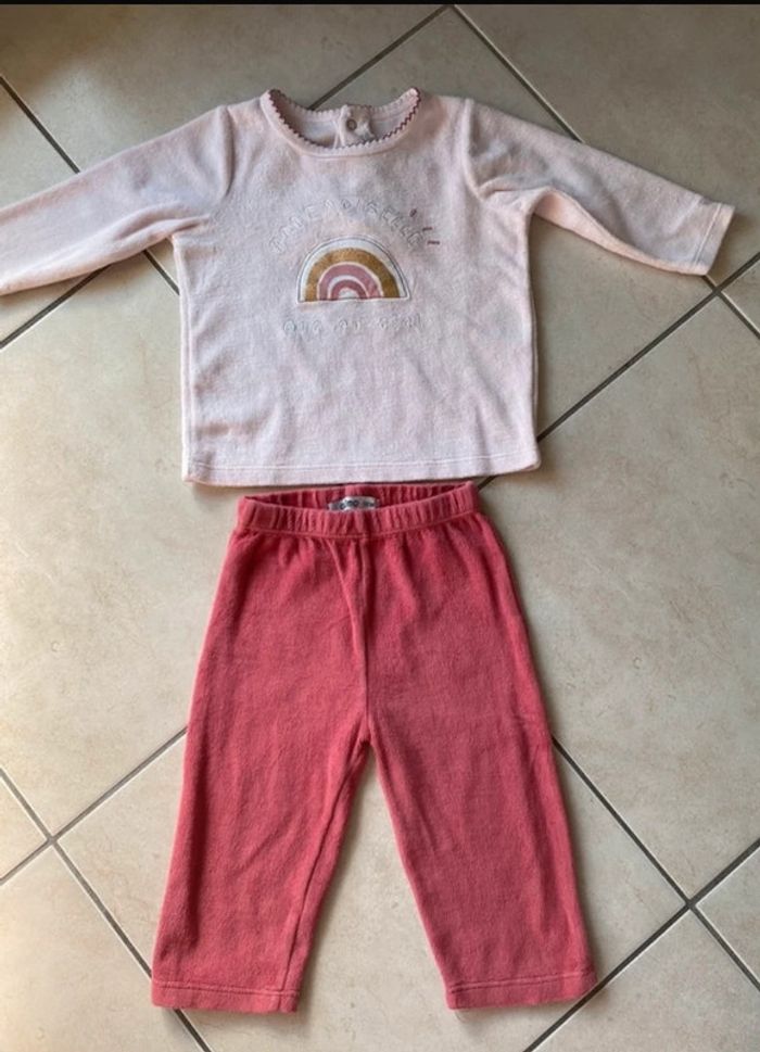 Pyjama fille 2 pièces velours Gemo 12 mois - photo numéro 2