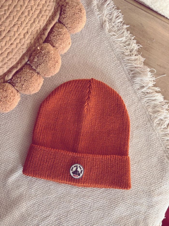 Bonnet en maille jott orange/rouille neuf mixte