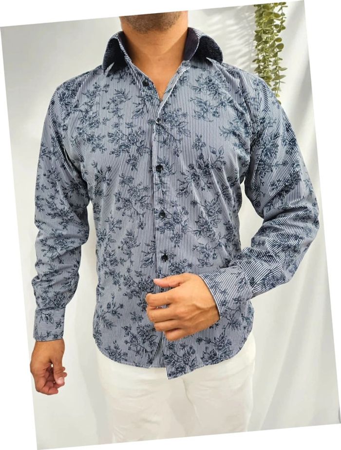 Chemise à rayures et fleurs Xoos taille XL