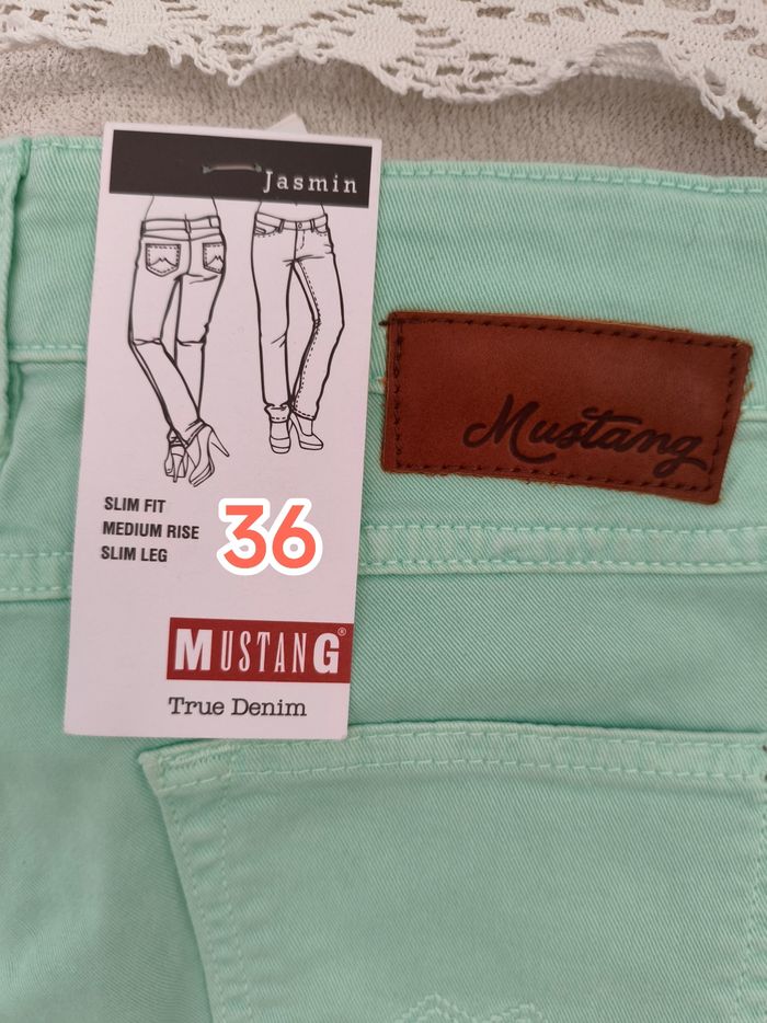 Jean neuf Mustang femme t:36 vert tendre - photo numéro 2
