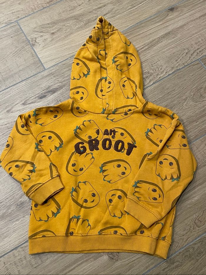 Sweat capuche Groot Marvel 4 ans couleur Moutarde