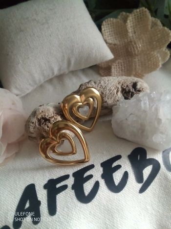 Boucles d'oreilles bohèmes coeurs avec pierres de cristal de roche