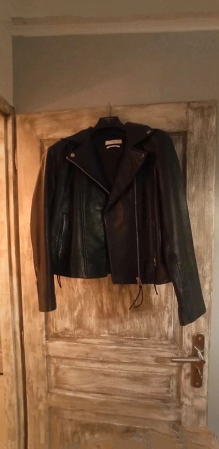Perfecto cuir noir Mango