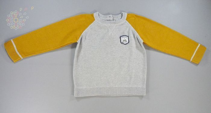 Pull tricot gris moutarde Creeks 36 mois 98 cm garçon