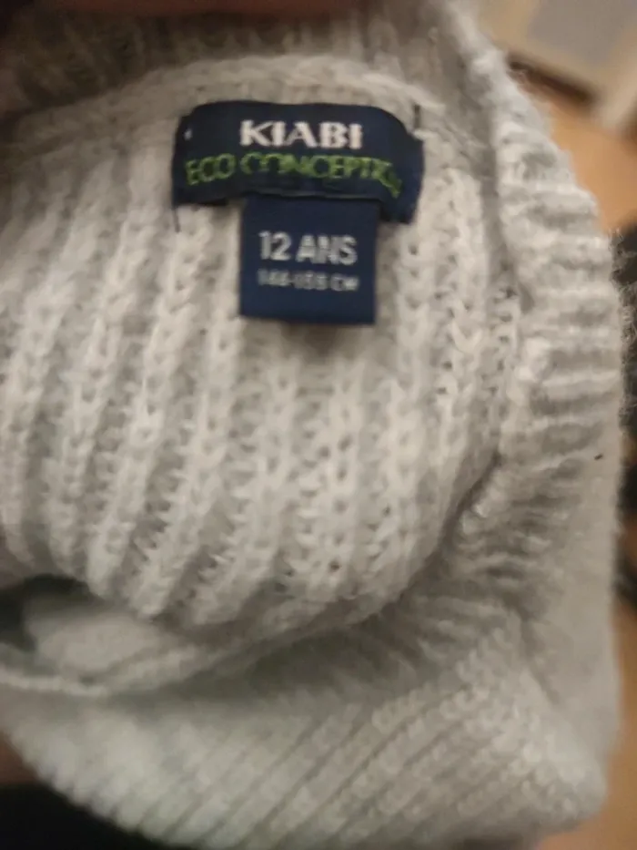 Pull gris torsadé chiné magnifique Kiabi 12 ans - photo numéro 3