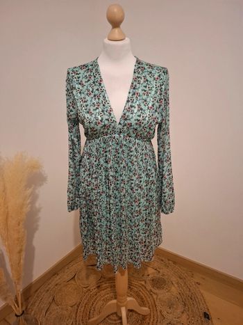 Robe Fleurie bleue claire/turquoise Made in Italy taille S/M 36/38