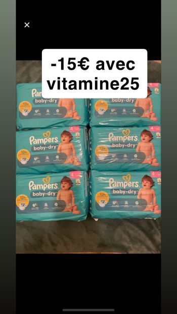 Six paquets de couches pampers baby dry taille 4