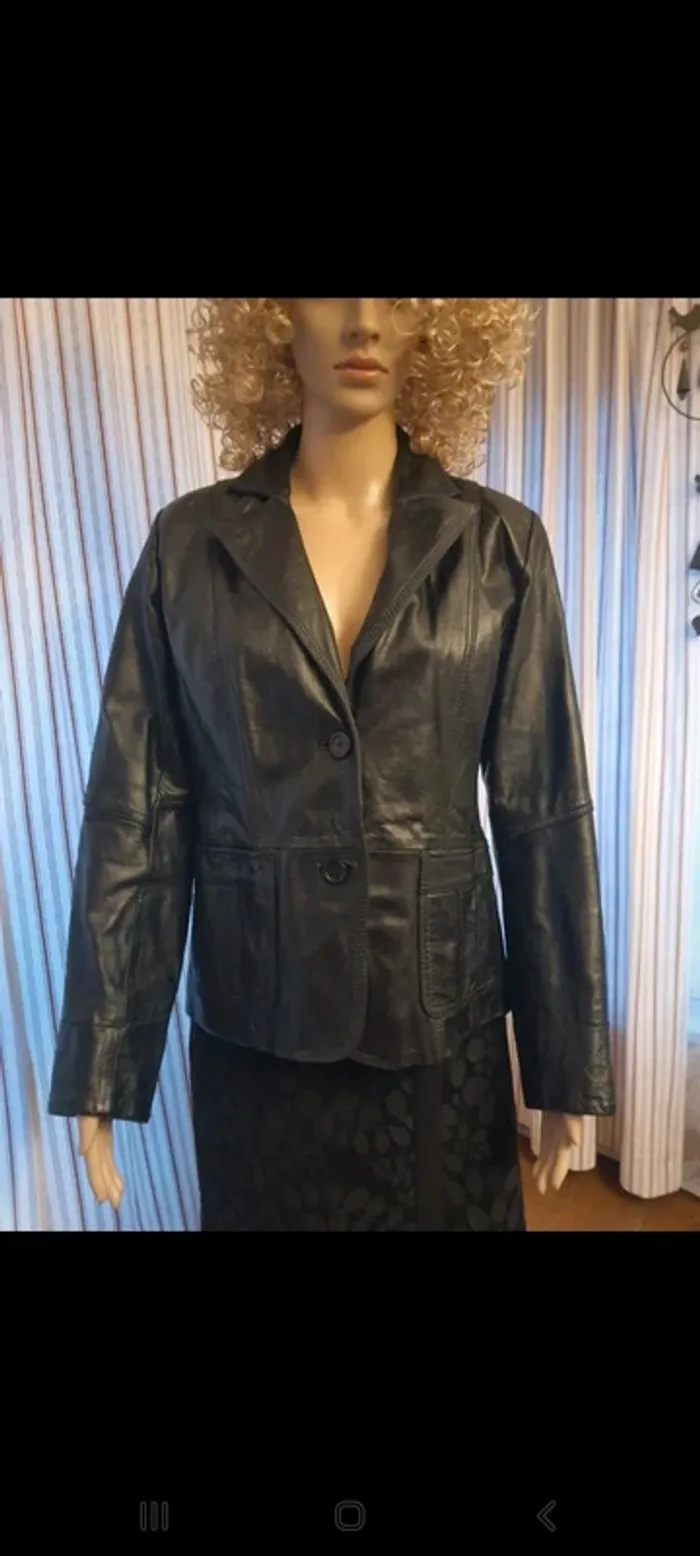 Blazer noir en cuir vintage Splendido taille 40