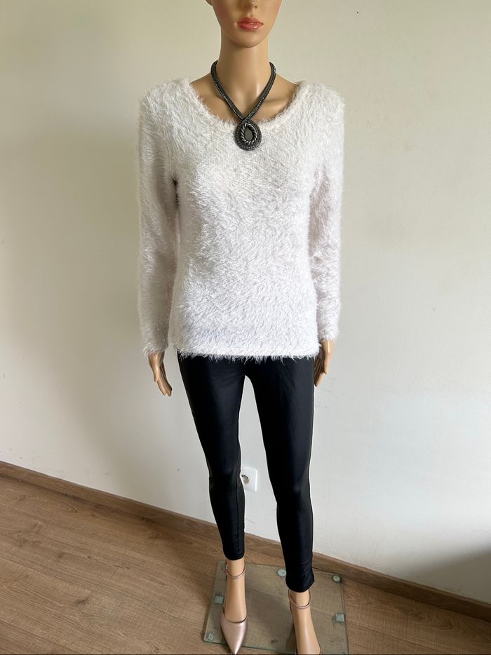 Pull blanc tout doux à manches longues Morgan taille L comme neuf - photo numéro 3