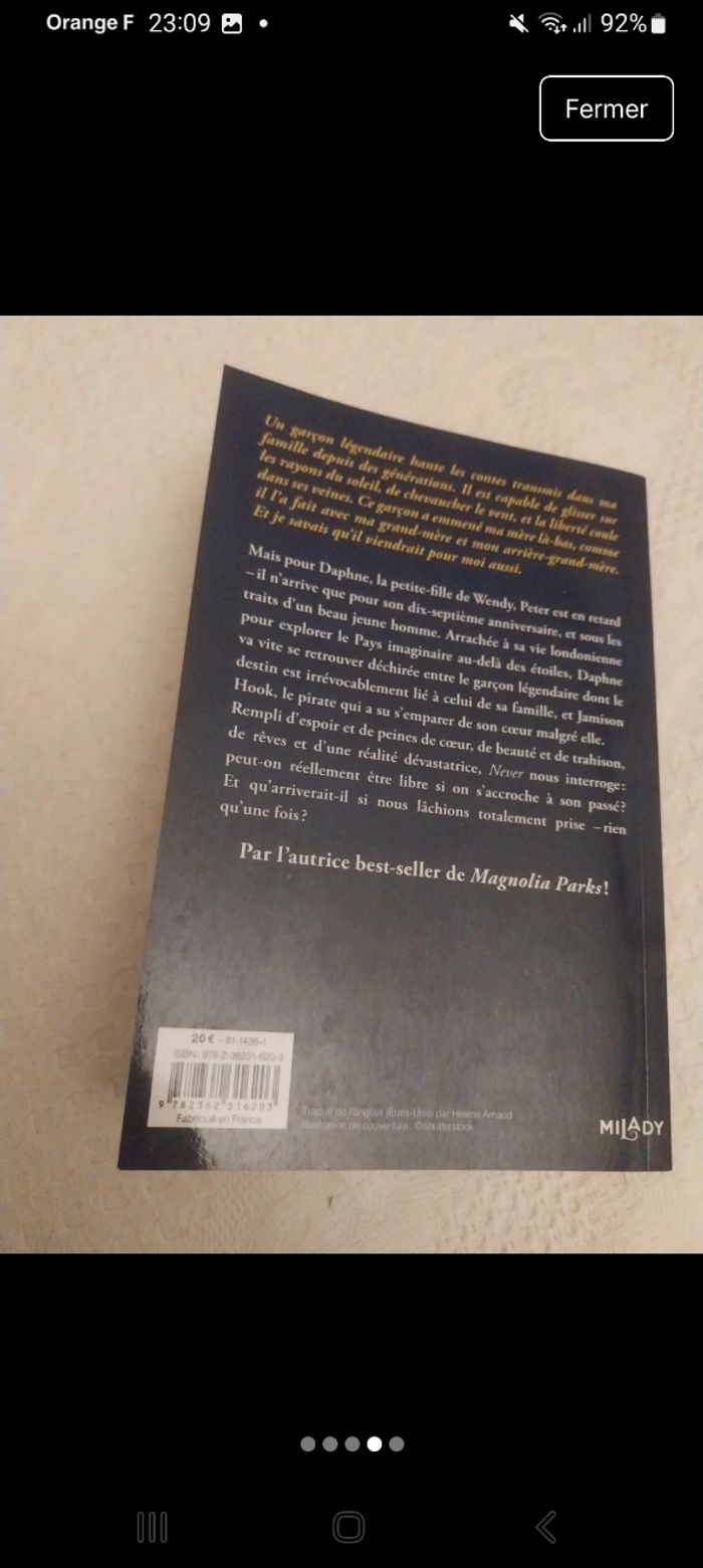 Roman Never Jessa Hastings Milady Réécriture Peter Pan - photo numéro 4