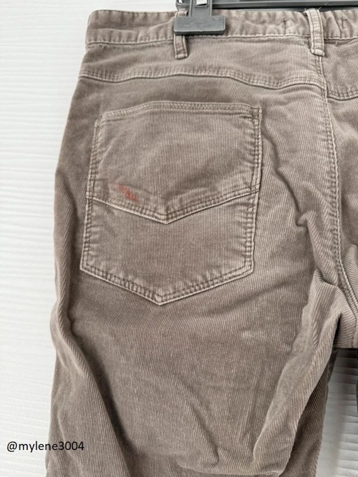 Pantalon slim skinny droit en velours beige gris clair - photo numéro 10