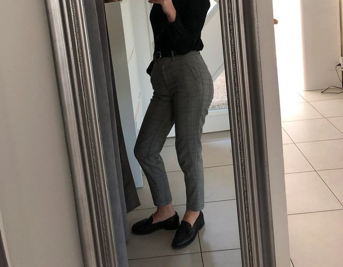 Pantalon habillé à carreaux gris H&M Taille 34