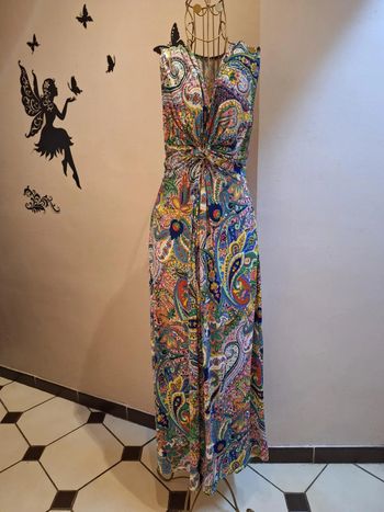 Robe longue imprimée multicolore - Made in France
