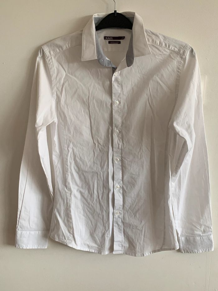Chemise blanche manches longues taille 37/38 Jules Extra slim col gris
