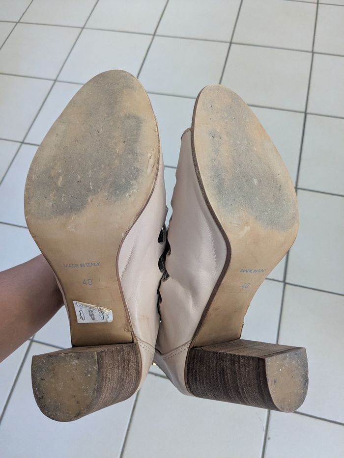 Sandales à talons épais en cuir italien - photo numéro 7