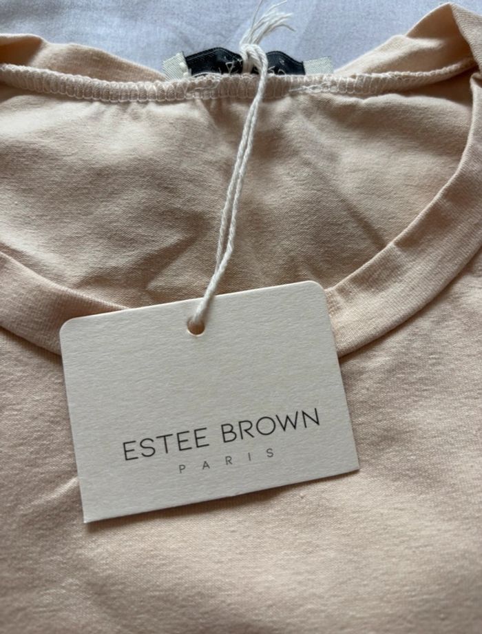 T-shirt femme beige motif arty œil bouche neuf taille unique Estee Brown Paris - photo numéro 4