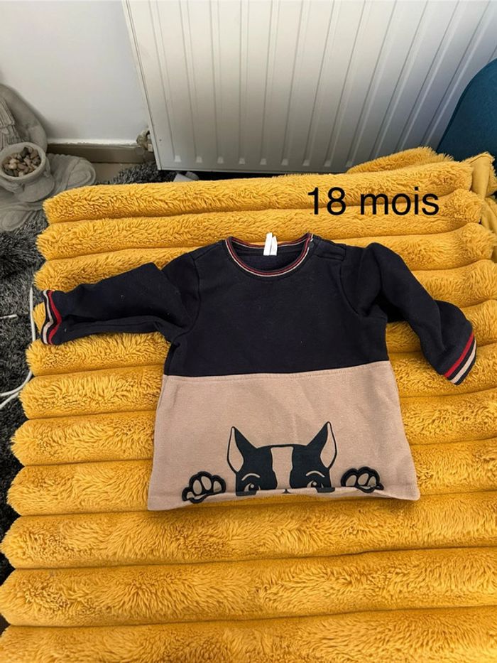 Pull marron et bleu marine