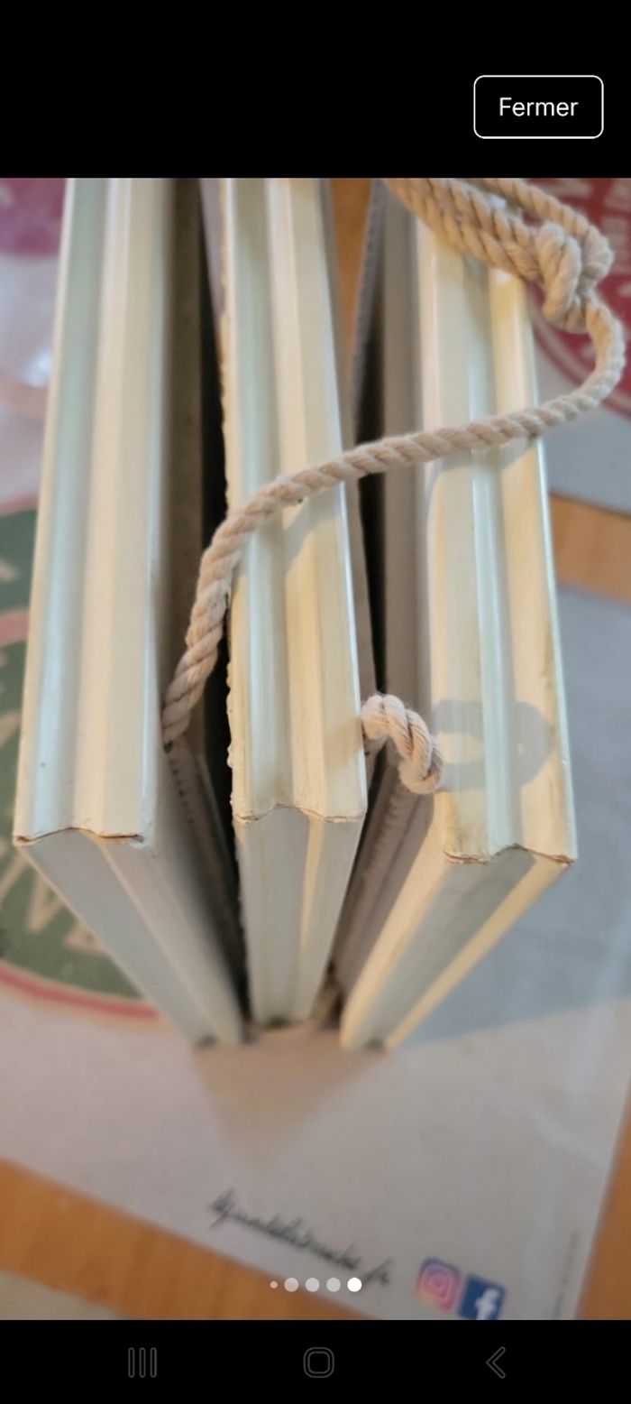 3 cadres reliés effet bois sculpté crème - photo numéro 8