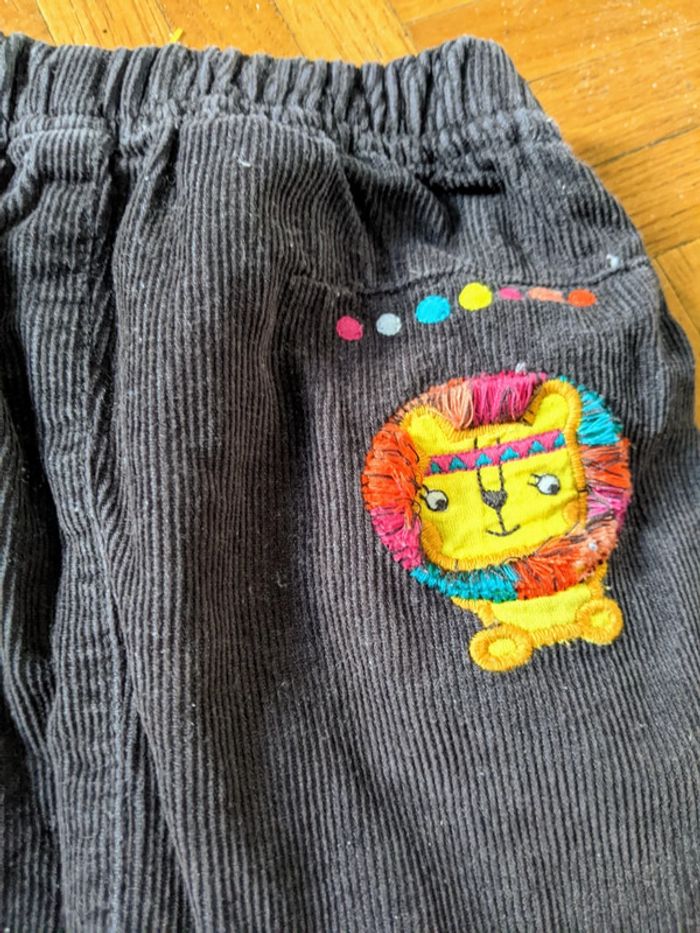 Pantalon large sarouel bébé gris taupe lion mixte 9 mois 71 cm DPAM - photo numéro 2