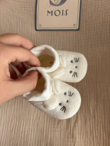 Chaussons blanc bébé 0-3 mois neuf