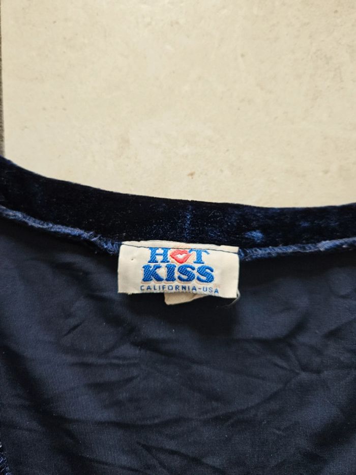 Robe en velours flammée bleu sombre Vintage - photo numéro 2