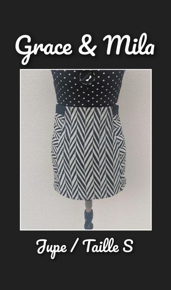 Mini-jupe noir et blanc éthnique Taille S Grace & Mila