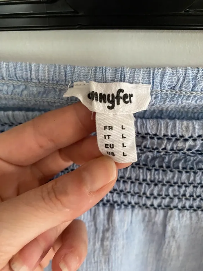 Top col bateau Jennyfer bleu ciel marine broderie anglaise - photo numéro 6