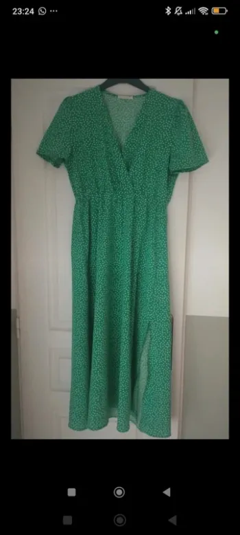 Robe longue verte à motifs coeurs Lili&Lala S