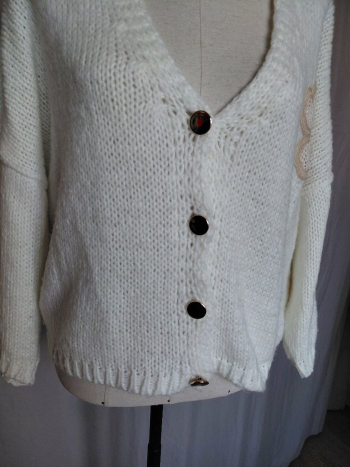 Très beau gilet pull femme T U couleur blanc cassé - photo numéro 5