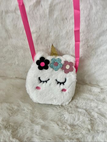 Sacoche, porte monnaie licorne blanc et rose