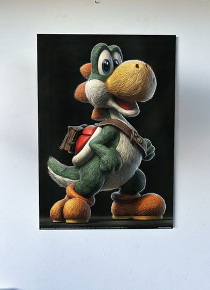 Poster métallique 30cm x 42cm Yoshi Mario Poster + aimant mural fourni. - photo numéro 2