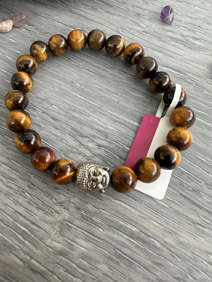Bracelet en œil de tigre véritable d’Australie et Buddha – Pierre naturelle - photo numéro 3