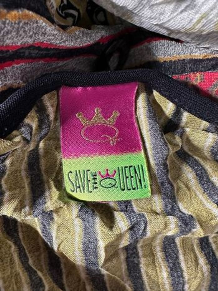 Top en mesh bariolé kaki beige Save the Queen! T40 L - photo numéro 9