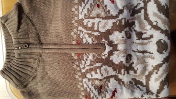 Pull Camionneur Jacquard Motif Loup Neuf