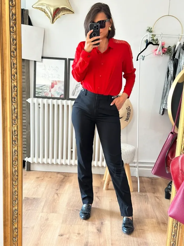 Pantalon The Kooples noir ajusté taille 38 - photo numéro 4