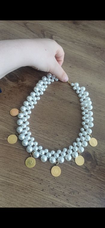 Collier perle blanc avec crochet ceyrek altin
