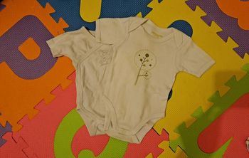 Lot 2 bodies manches courtes blanc, absorba vertbaudet, taille 1 mois (53 cm)