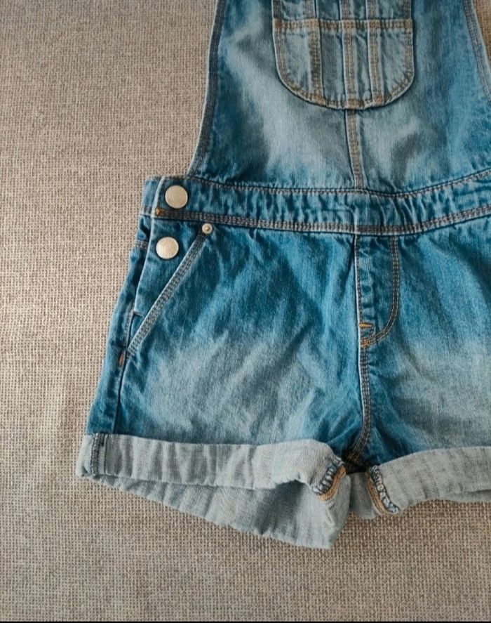 Salopette short en jean fille 9 ans kiabi - photo numéro 3