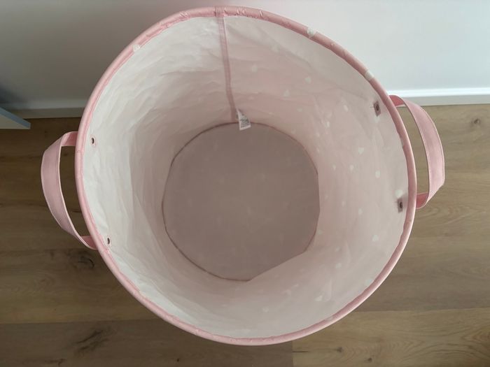 Grand panier de rangement H&M Home panière rose goutte TBE - photo numéro 2